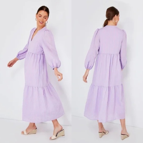 NWT Tuckernuck Pomander Place Lavender Stripe Alora Maxi Dress Size Large - Picture 2 of 11